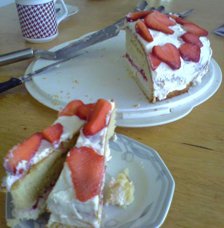 Erdbeer-Sahne-Mascarpone-Kokos-Kuchen (mit Teig) (Sebastian)